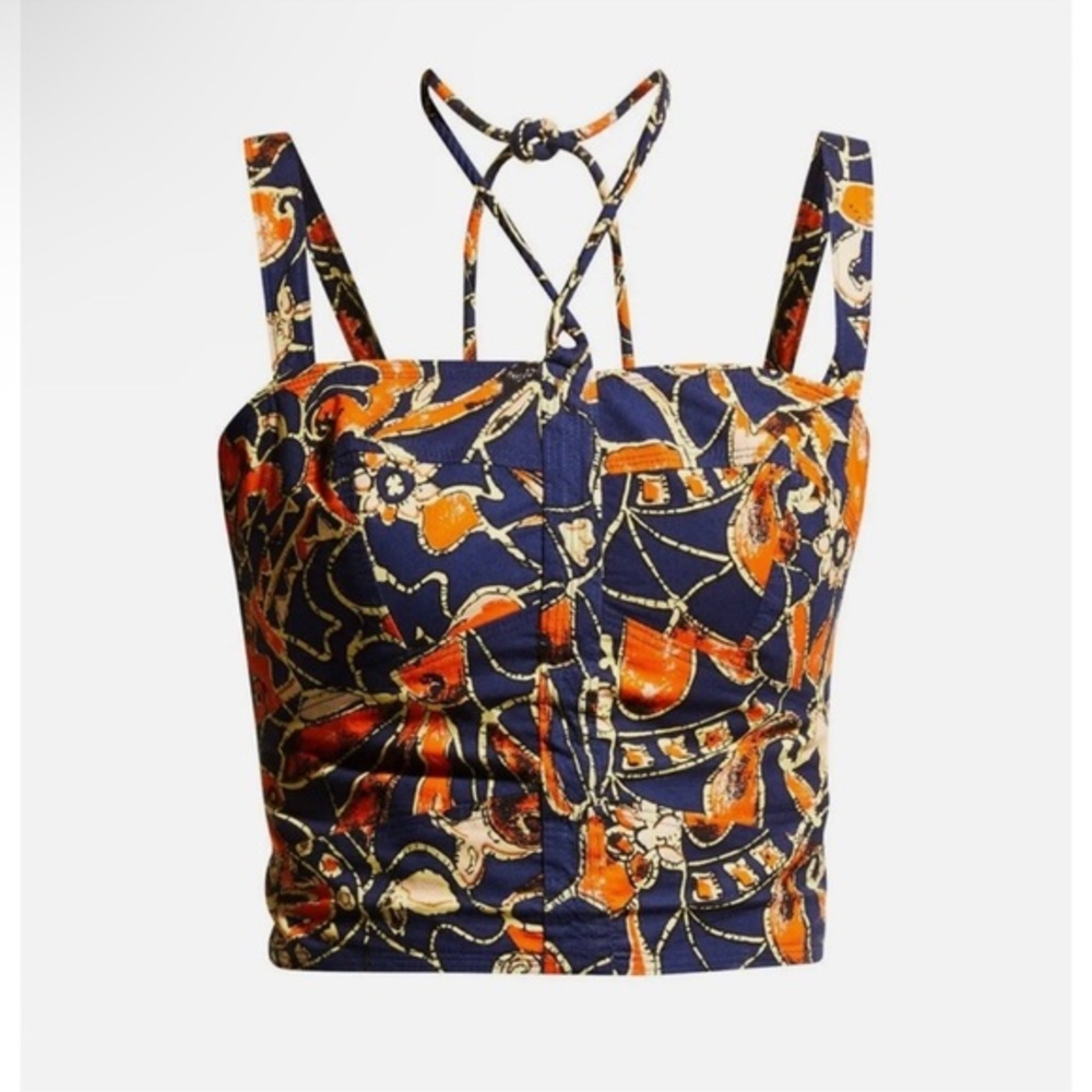 A.L.C. Navy and Orange Floral Tank Top